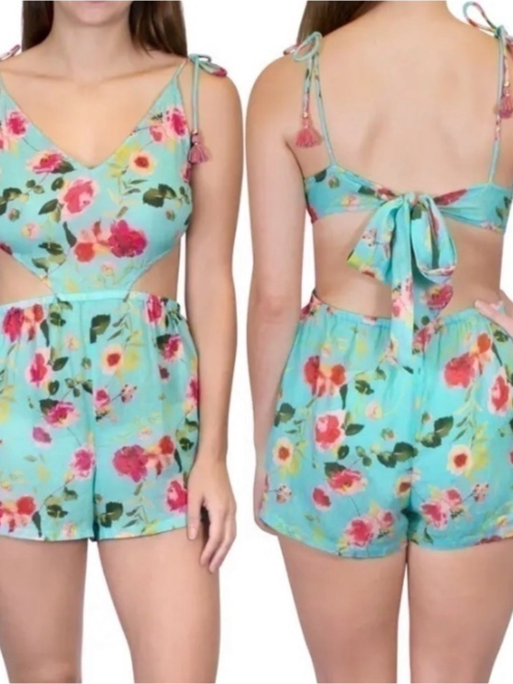 Nanette Lenore Floral Tie-Back Romper size small